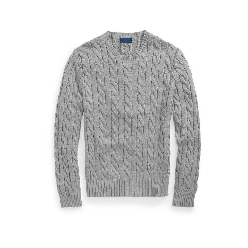 可扫码RL拉夫小马标刺绣圆领针织衫男秋冬保暖麻花情侣套头毛衣女