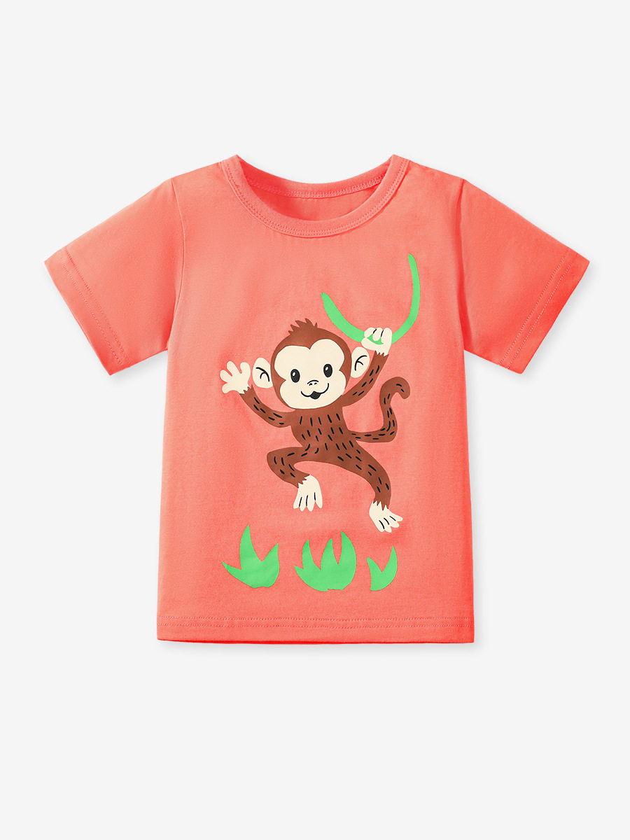 New Summer Short-Sleeve Top, Toddler & Little Kid Cute Cartoon Cotton Boys' T-Shirt