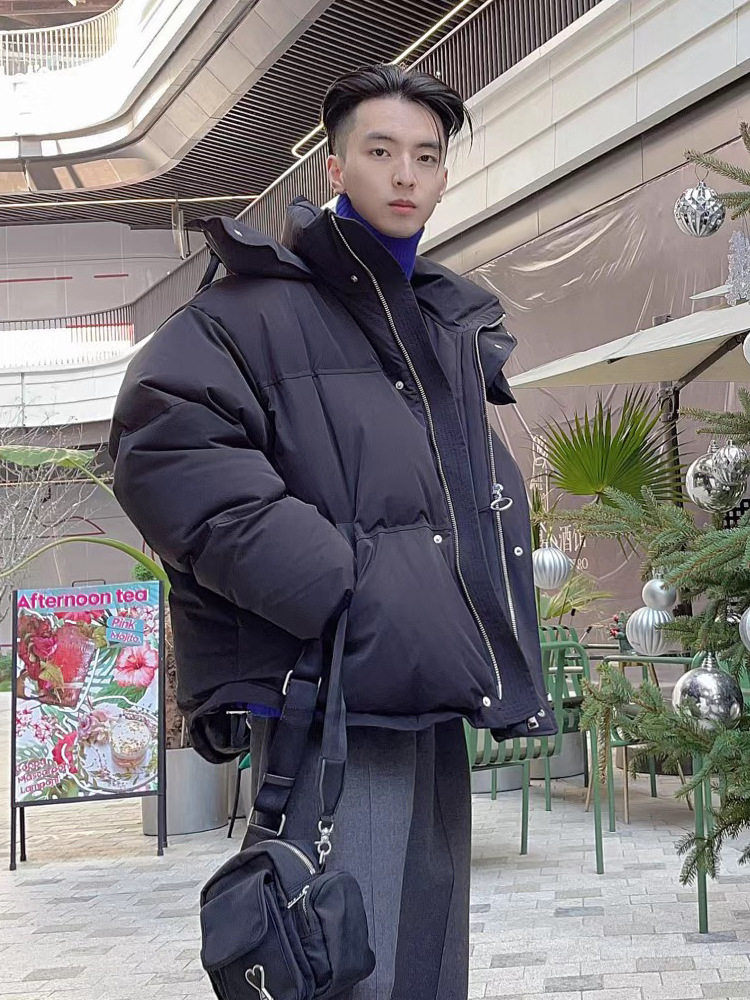 Non-diamond velvet high fluffy genuine down jacket men's and women's same 450g 90 white duck down thickened hooded coat winter clothing