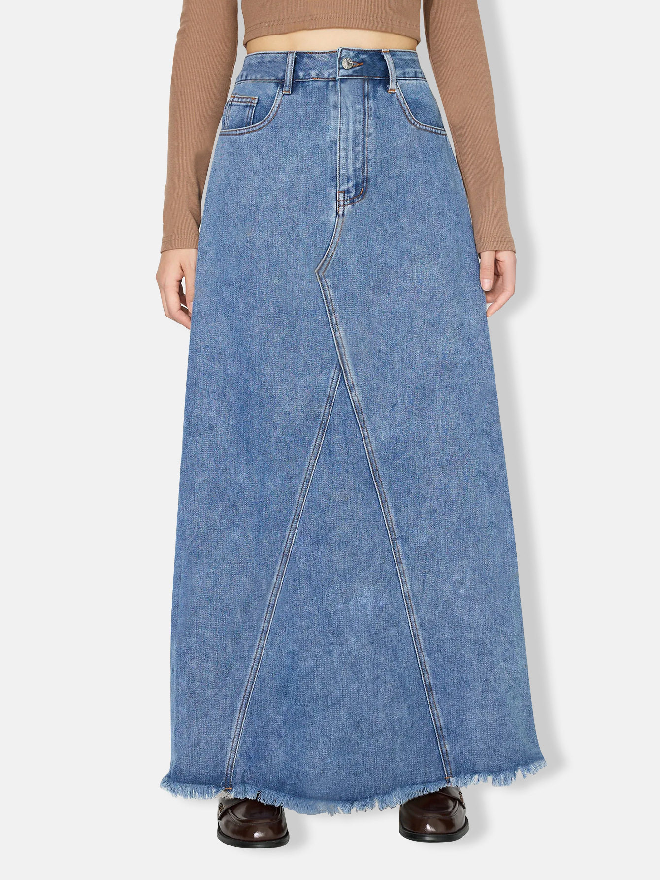 High Waisted Vintage Denim Skirt Casual Style Comfortable Fit Versatile for Everyday Wear Wholesale Available
