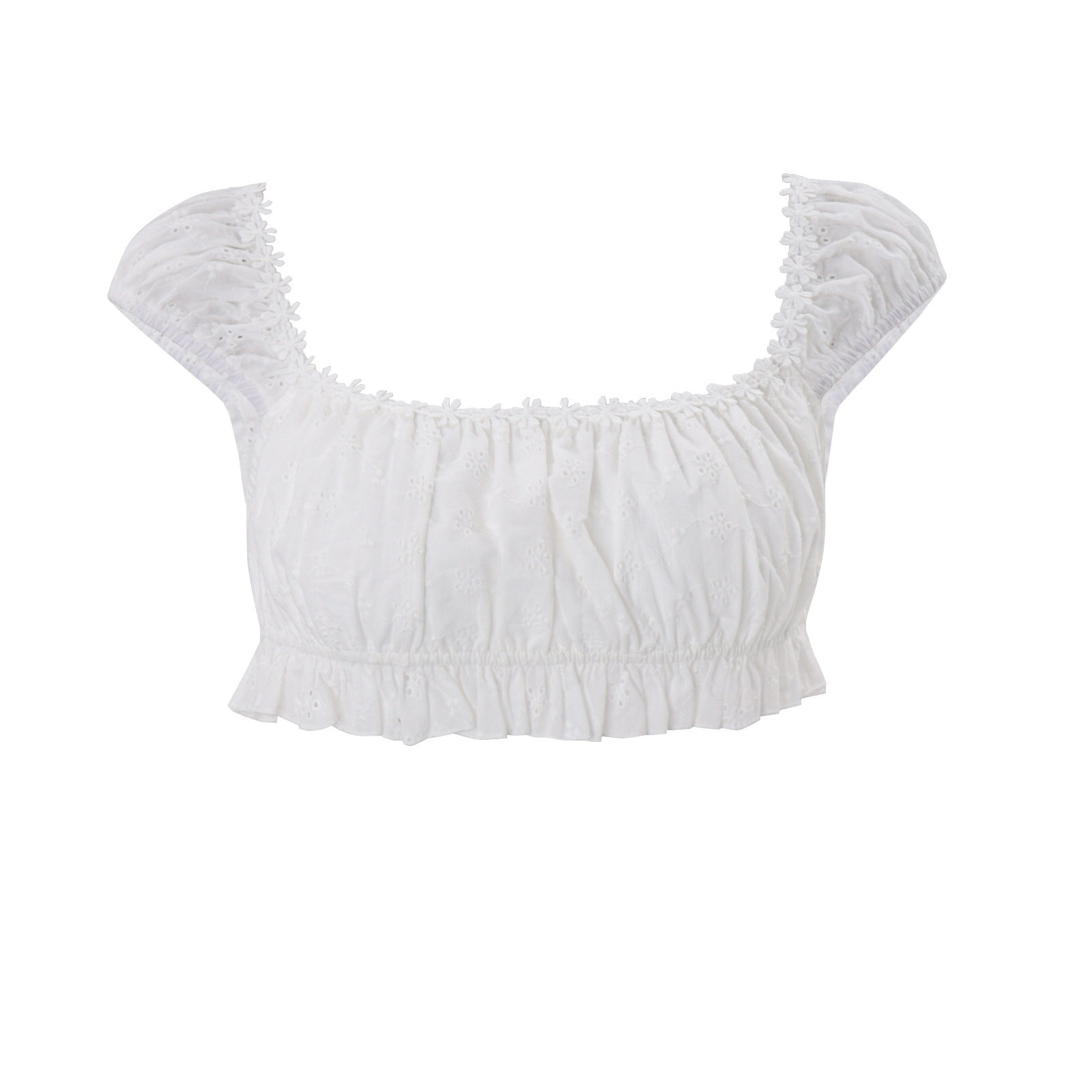 Summer Womens Crop Top Sexy Square Neck Slim Fit Versatile Flutter Sleeves Casual Wear Wholesale Available