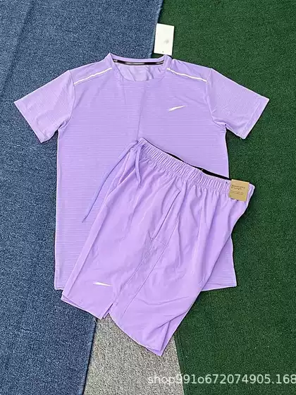 2026 New Short-Sleeved Shorts Suit Quick-Drying Breathable Fitness Running Training Men's and Women's Outdoor Sports Ice Silk Suit