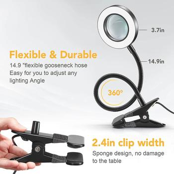 Cross-border magnifying glass clip lamp ring beauty tattoo beauty eyelashes nail eye protection maintenance clip usb bedside lamp