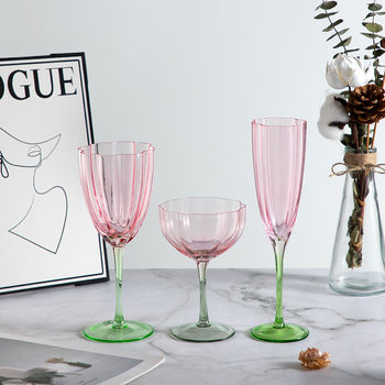 French Style Red Wine Glass suit Household Goblet High Beauty Value Petal Champagne Glass Premium Crystal White Wine Glass