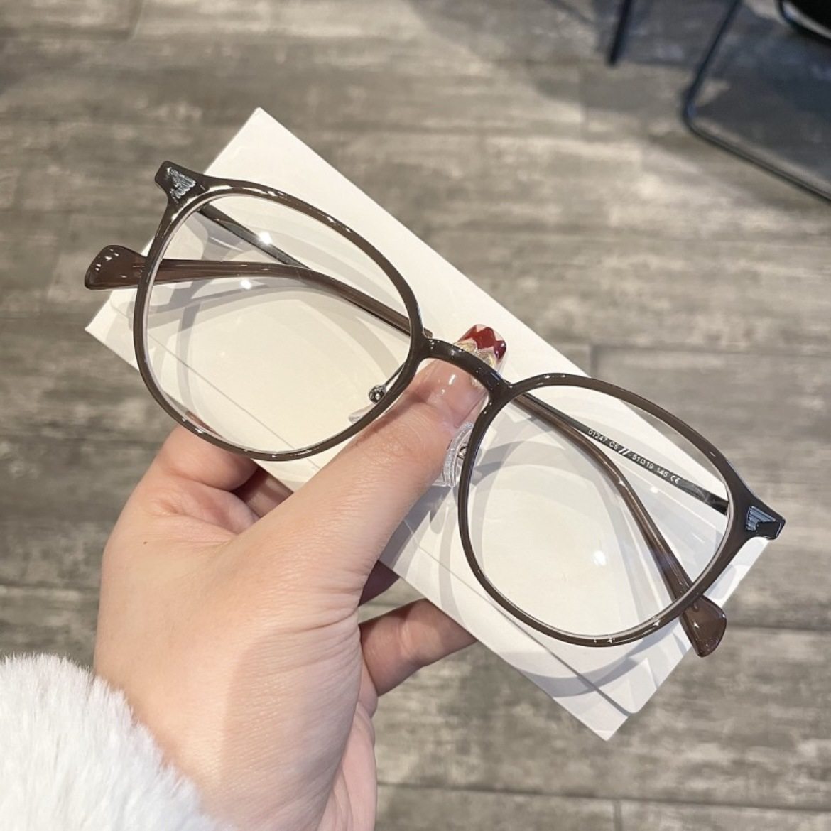 TR90 cold brown glasses women's myopia can be equipped with degrees Square round face plain beauty artifact face slimming small glasses frame