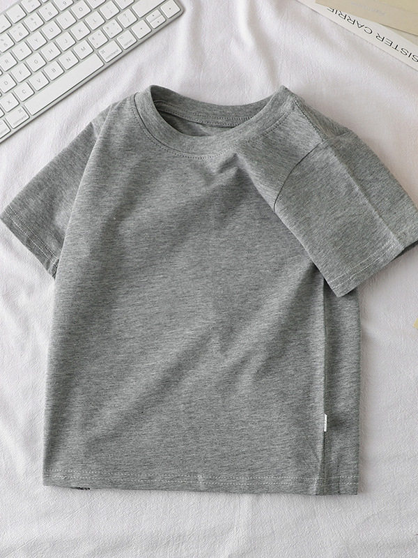 Girls' Cotton Short-Sleeve T-Shirt, New Summer Style, Boys' Versatile Minimalist Half-Sleeve Tee, Thin Summer Wear