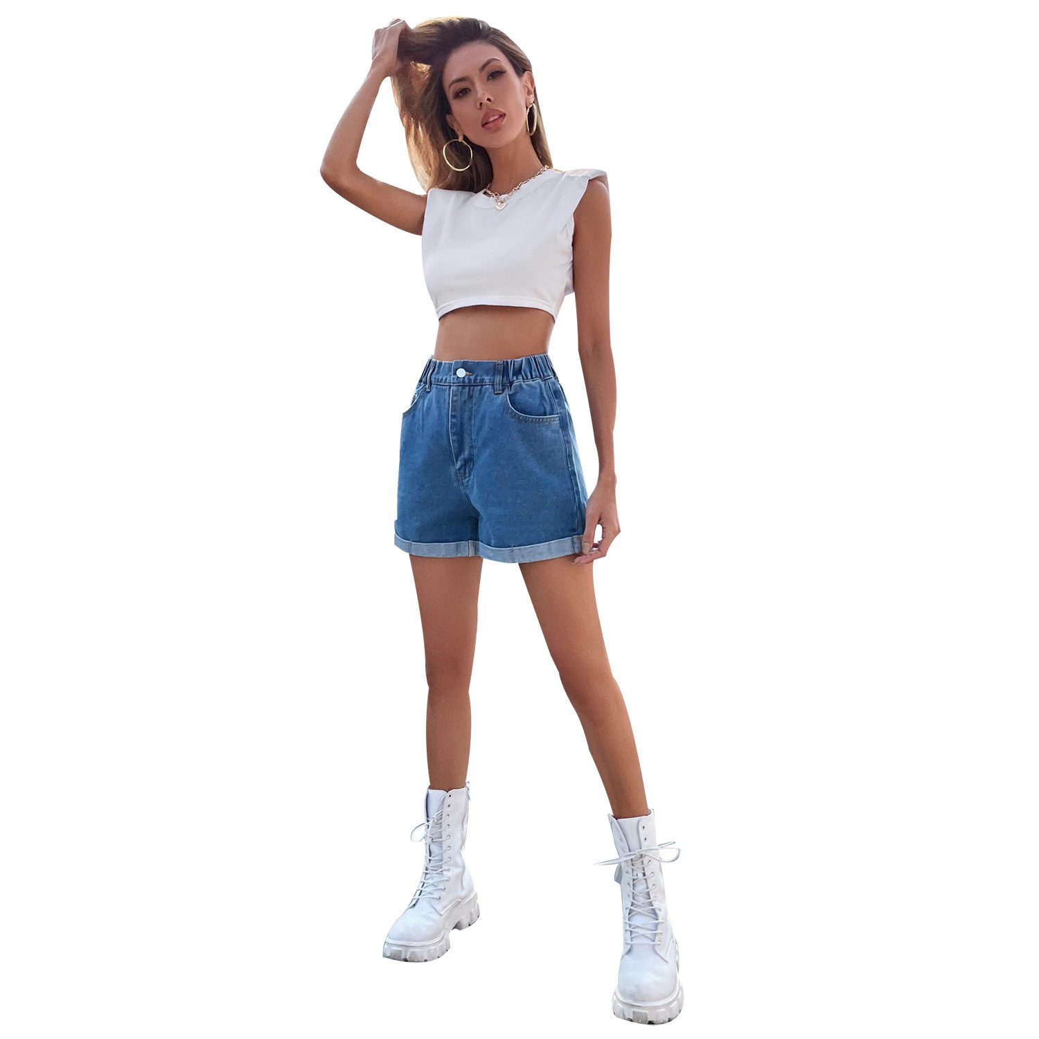 High Waisted Loose Fit Womens Denim Shorts Slimming Casual Style Perfect for Spring and Summer Wholesale Available