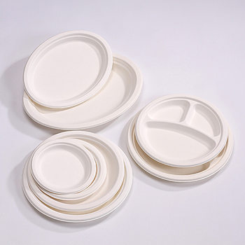 Disposable Sugarcane Bowls, Plates, Chopsticks and Cups Set for Home Outdoor Barbecue Paper Bowls Degradable Tableware Tasting Dessert Paper Plates