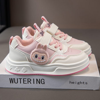 2025 Autumn New Children's Sports Shoes Girls Casual Shoes Leather Lightweight Breathable Student Girls Running Shoes