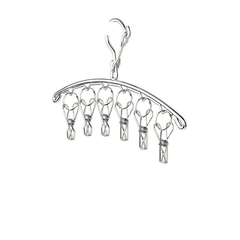 New stainless steel socks artifact 6/8/10 clip curved household baby underwear panties multi-head drying rack