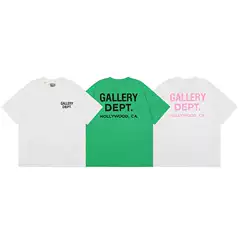 2023 Summer Gallery Dept Pink Letter Print Short-Sleeved Men's and Women's Couple Wear Large Size T-Shirt Trendy Brand