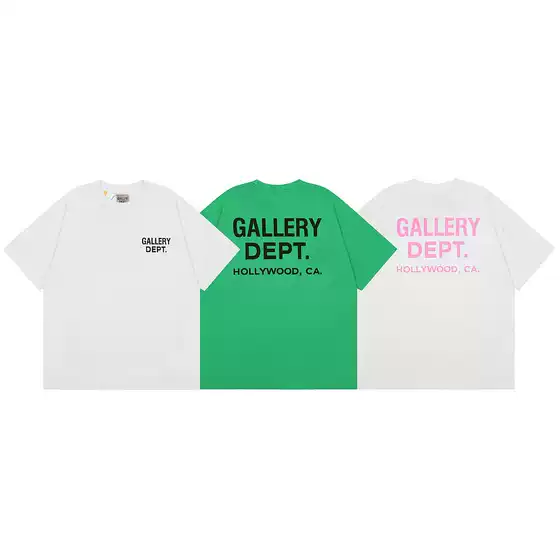 2023 Summer Gallery Dept Pink Letter Print Short-Sleeved Men's and Women's Couple Wear Large Size T-Shirt Trendy Brand
