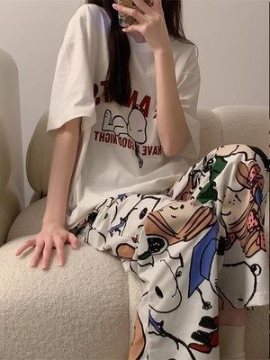 睡衣女短袖长裤夏季卡通可爱2025新款卡通春夏天家居服套装可外穿