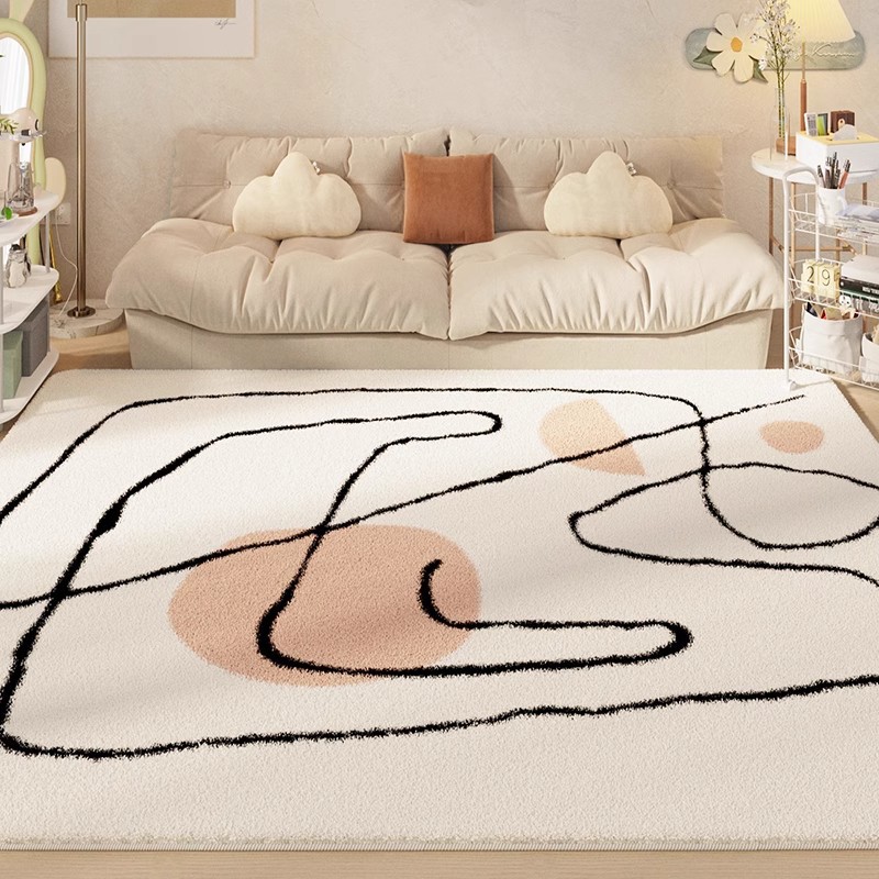 Cream Style Line Living Room Cashmere-like Carpet Soft Coffee Table Blanket Bedroom Cool Bedside Blanket Balcony Bay Window Mat