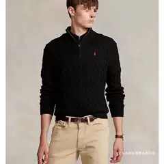 Autumn and Winter Men's Long-Sleeved Knitwear New Casual Pullover Pony Embroidered Pure Color Half-Zip Stand-Up Collar Knitwear for Men