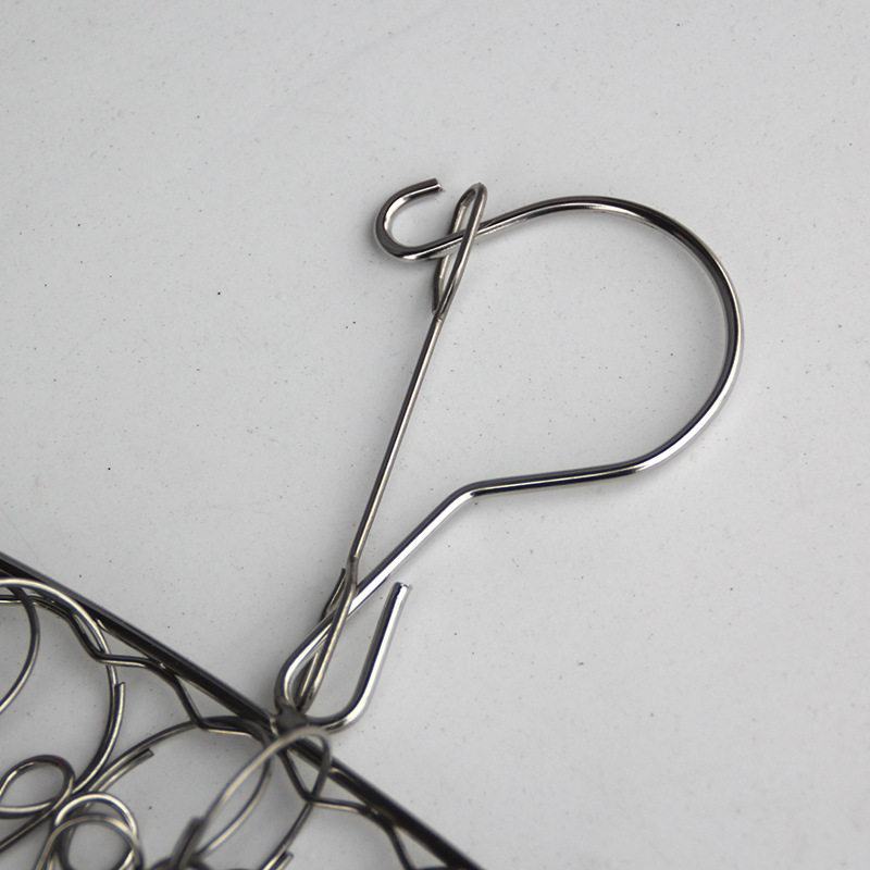 Multi-Clip Clothes Drying Rack Household Stainless Steel Sock Drying Rack Multi-Functional Windproof Intimates Dormitory Artifact Hook Sock Rack