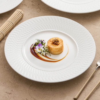 Ceramic Plate, Household Dish Plate, High-End Ice Seed, High White Porcelain Plate, Dessert Plate, Western-Style Dinner Plate, Steak Plate