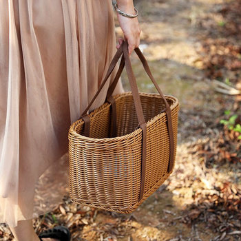 Rattan Cloth Bag Hand Basket Hand Basket Gift Basket Flower Basket Fruit Basket Vegetable Basket Shopping Basket Tram Hanging Basket