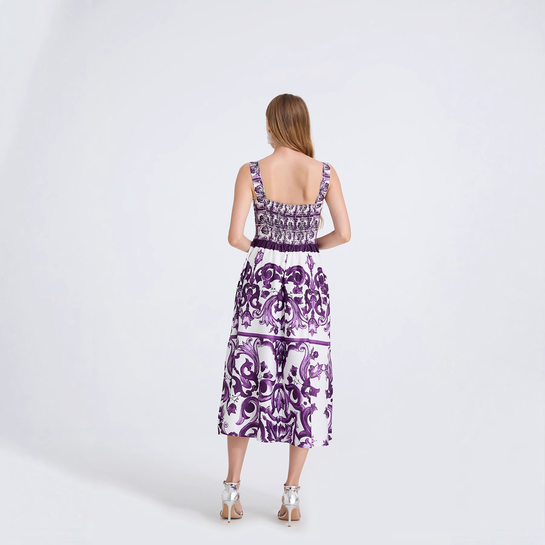 Fashionable Floral Print Maxi Dress for Women High End Slimming Waist Cinching Flared Skirt Perfect for Birthdays