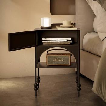 Bedroom Small Apartment Bedside Table Small Simple Retro Personalized Bedside Table Sofa Side Table Black Creative Narrow Side Cabinet