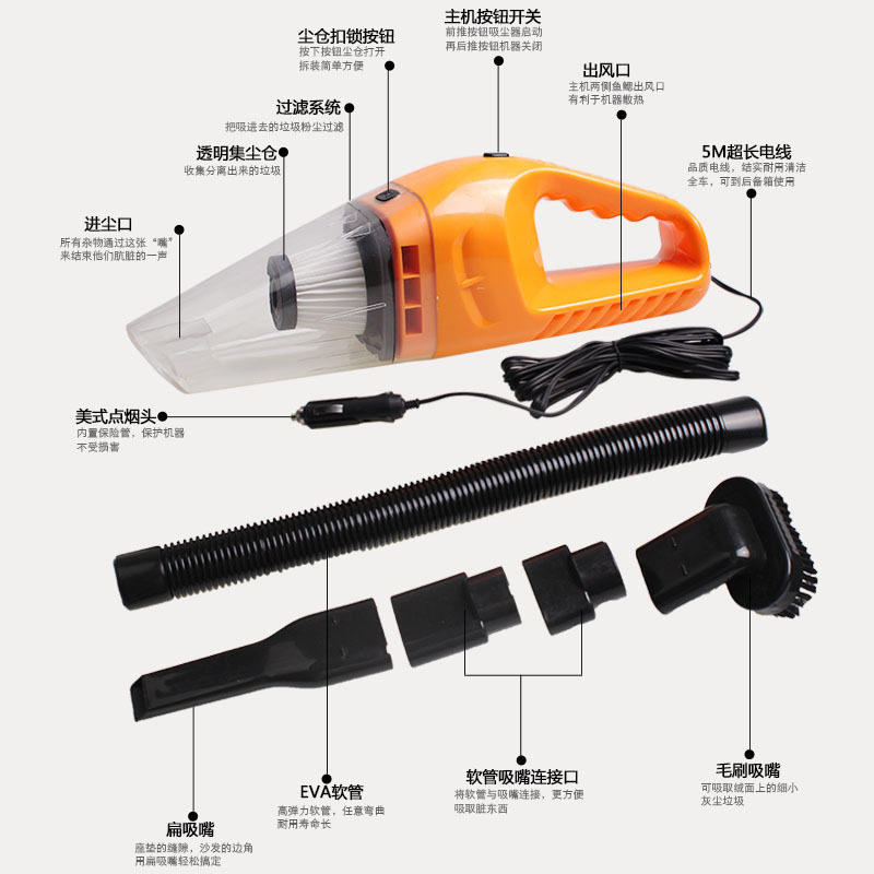 Car Vacuum Cleaner Haipa Car Vacuum Cleaner High PoWer Wet and Dry Strong Suction 120W Factory Direct Sales