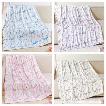 Bow Cover Blanket Cute Flannel Soft Blanket Girls Blanket Nap Blanket Air-conditioning Blanket Girls Bed Blanket