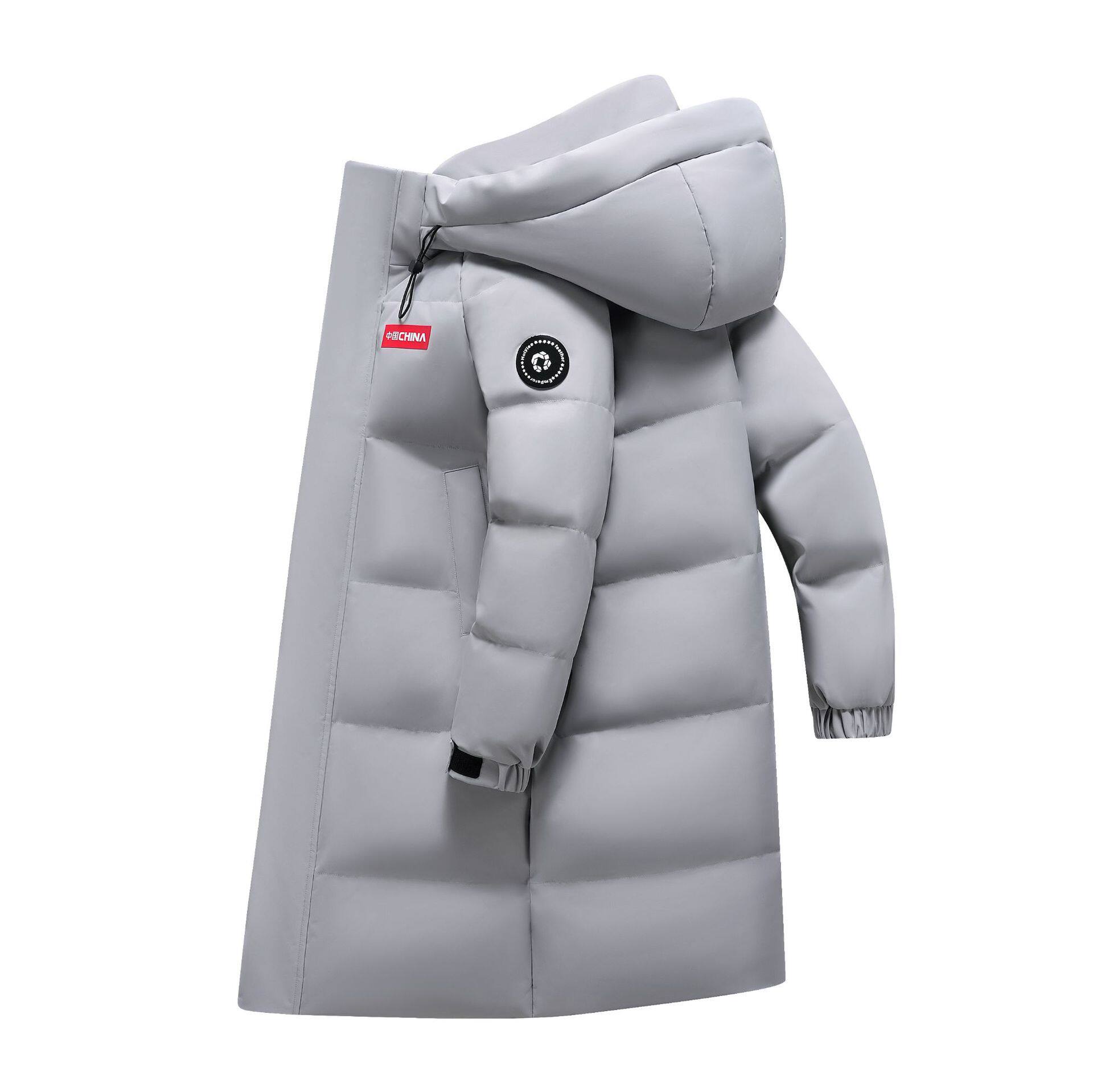 Down Silk Jacket for Male Students, Mid-Length, 2025 New Style, Fashionable Casual Couple's Warm Thickened Coat, Class Uniform