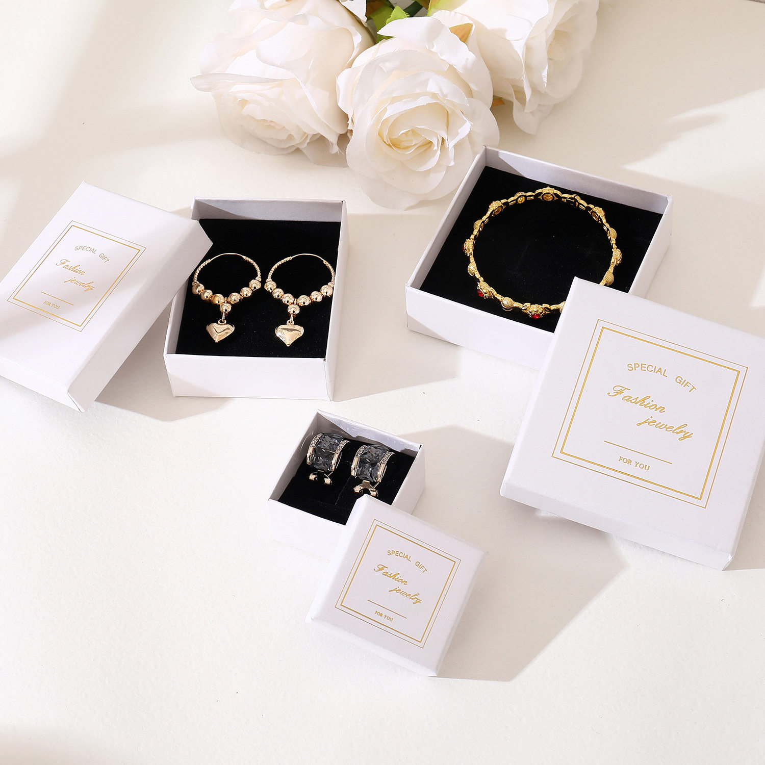 In stock Morandi color ring box new gilding series jewelry packaging paper box creative lid jewelry box