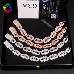 Personalized Design Hip-Hop Cuban Chain S925 Silver Inlaid with Moissanite 16mm Figure-Eight Bracelet European and American Style Street Fashion Accessory