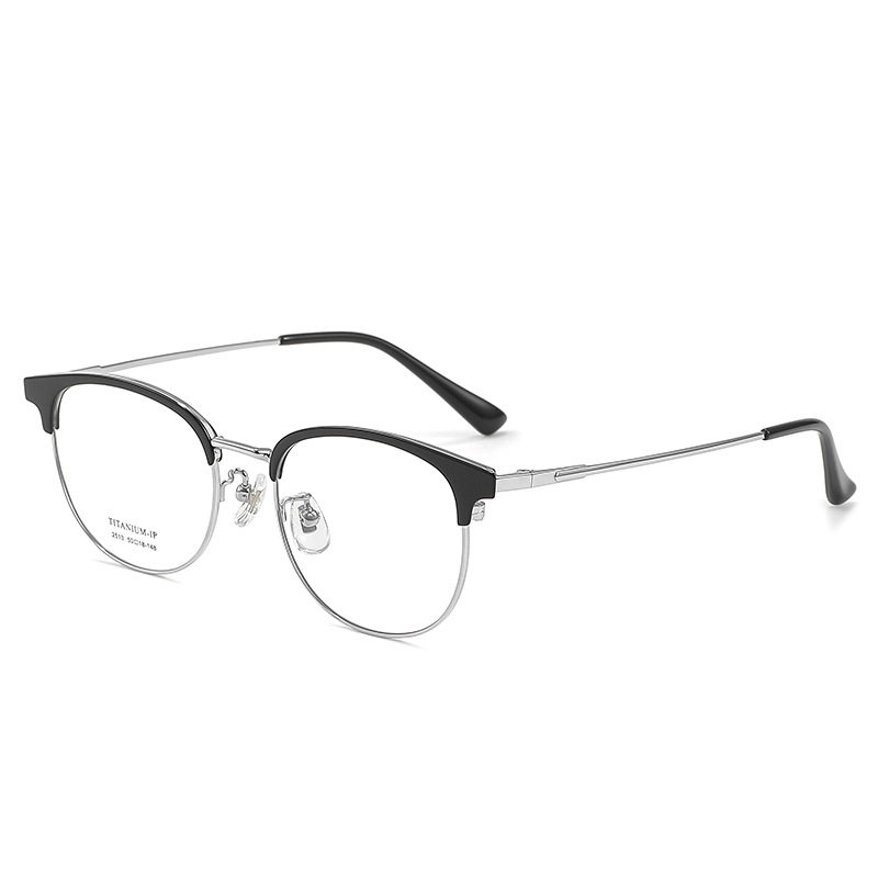New Half-Titanium Glasses Frame for Men, Business Ultra-Light Retro Eyebrow Frame, Danyang Anti-Blue Light Half-Frame Myopia Glasses Frame