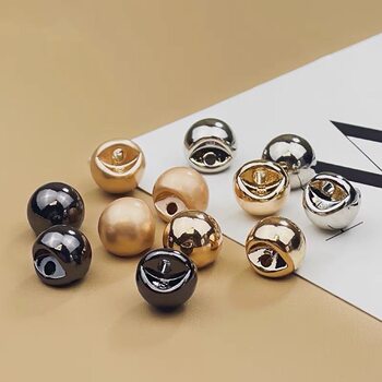 high quality Solid Round Beads Metal Button Hand-stitched Small Button Women's Chiffon Shirt Buckle Top Cardigan Sweater Buckle