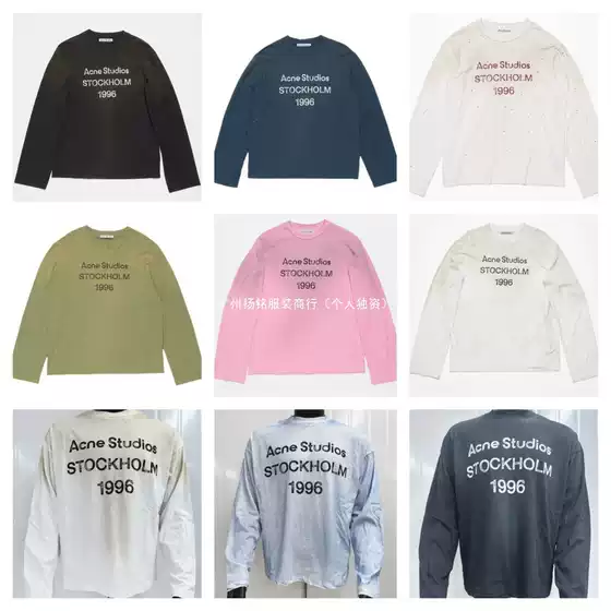 Ac1996 Washed and Distressed Letter Print High Street Long-Sleeve Loose-Fitting Unisex Couple T-Shirt 2026 New Model Ins