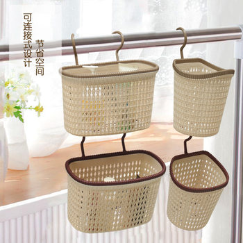 Hanging Plastic Storage Basket Hanging Basket Dormitory Bathroom Toilet Wash Basket with Hook Wall-Mounted
