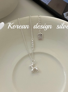 韩国东大门ins风小众设计感 S925纯银简约碎银子气泡狗项链女级