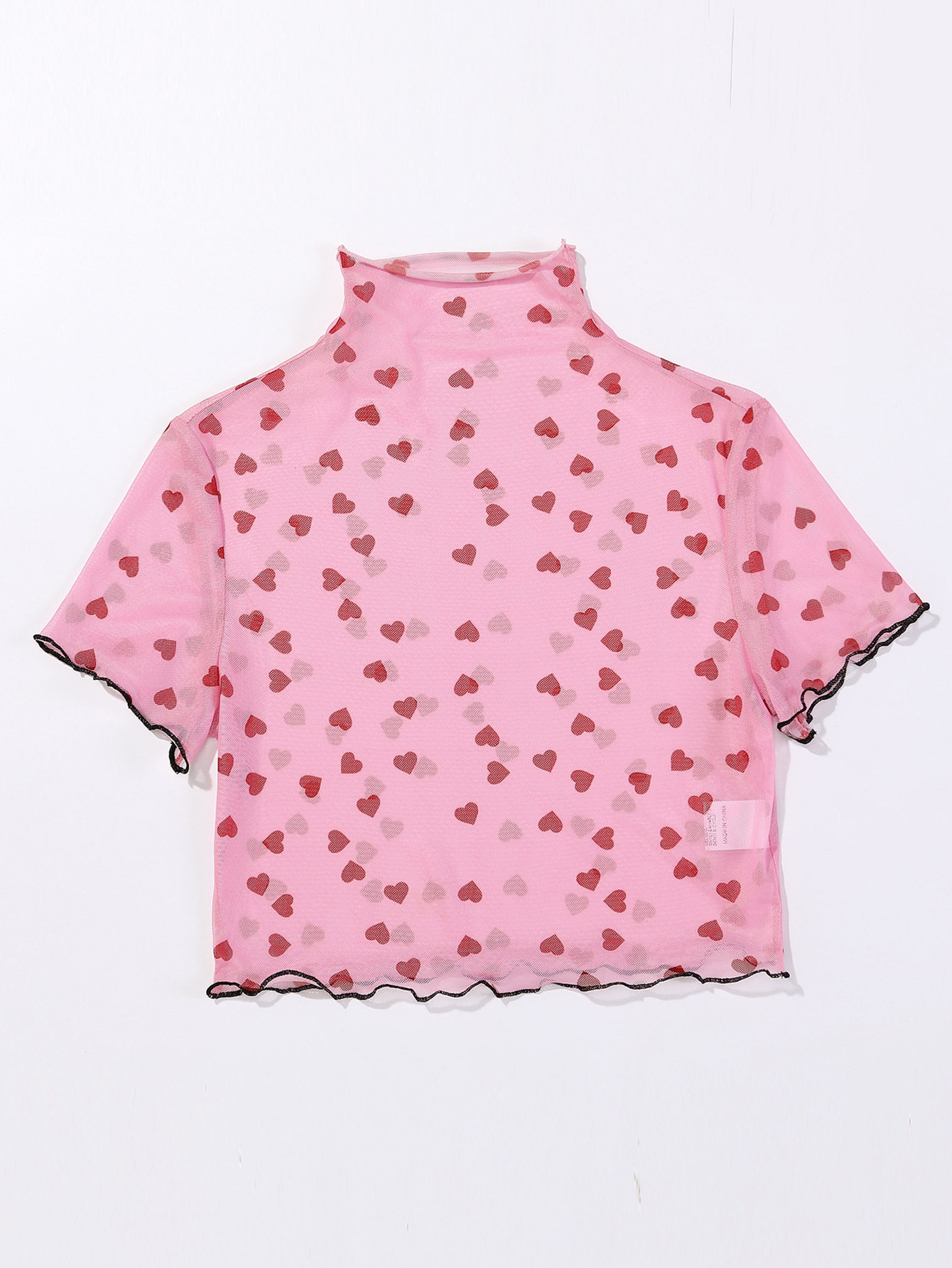 Short Cropped T Shirt Sweet Floral Print Sheer Fabric Casual Style Perfect for Summer Outings Wholesale Available