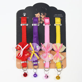Cat and Dog Pet Collar Colorful Wind Bow Collar Cross-Border Popular Pet Colorful Bell Collar Wholesale