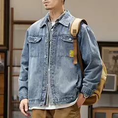 5009#300 Jin Men's Autumn New Simple Denim Jacket Men's Loose Plus Large Jacket Jacket
