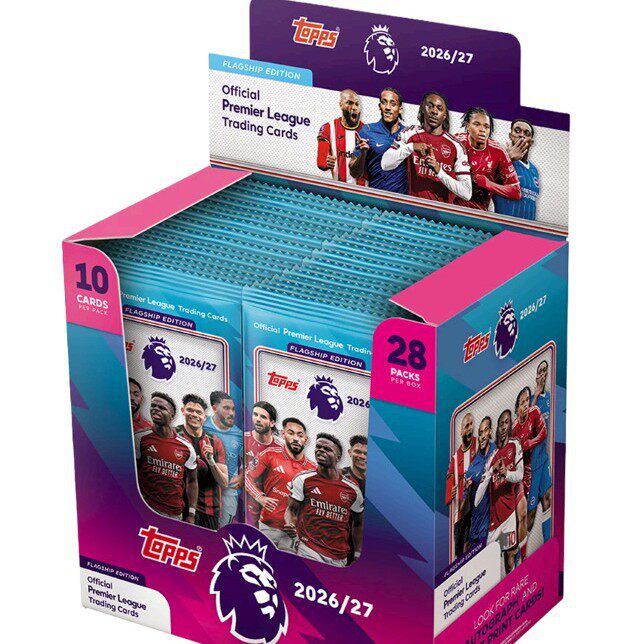 ซองเสริมพลังซีรีส์เรือธงพรีเมียร์ลีก Topps ปี 2026-27 ลิขสิทธิ์อย่างเป็นทางการ พร้อมการ์ดดาราฟุตบอลและการ์ดสะสม