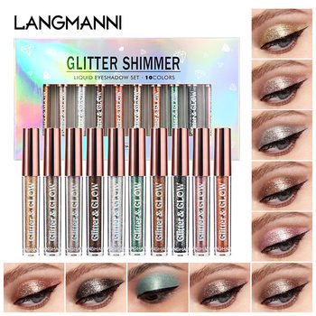 Langmanni Diamond Shiny Liquid Eyeshadow Set of Ten Psychedelic Pearlescent Eyeshadow Liquid Gift Box Cross-Border Exclusive