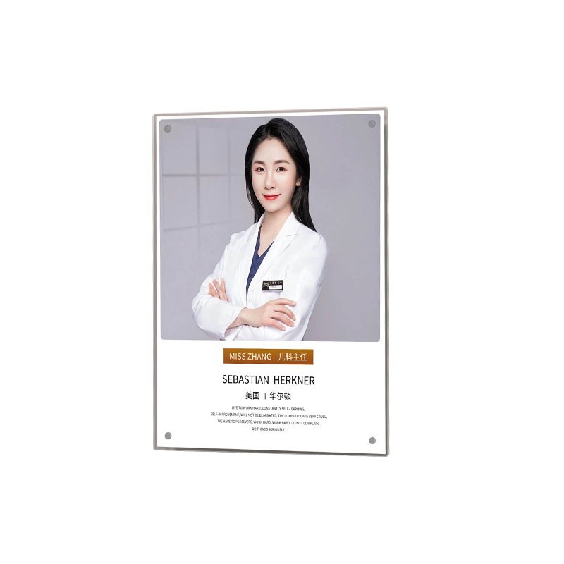 Acrylic A4 Suspended Photo Frame Teacher Profile Image Wall Punch-Free Wall Hanging Certificate Frame Transparent Patent Display Frame