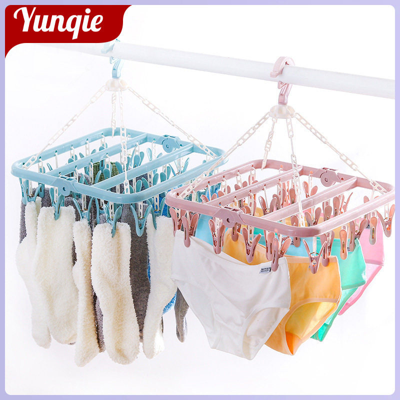 32 Clip Clothes Hanger Plastic Multifunctional Clothes Hanger Multi-Head Drying Rack Intimates Intimates Socks Drying Clip Clothes Hanger Wholesale