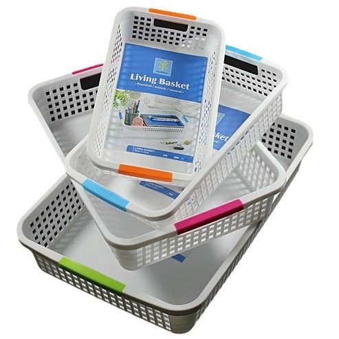 Large, Medium and Small Plastic Basket Storage Basket Rectangular Vegetable Washing Basket Toy Sundries White Storage Basket
