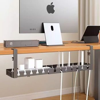 Under-Desk Cable Manager, Power Cord Organizer, Punch-Free Cable Management Rack, Storage Desktop Socket Wiring