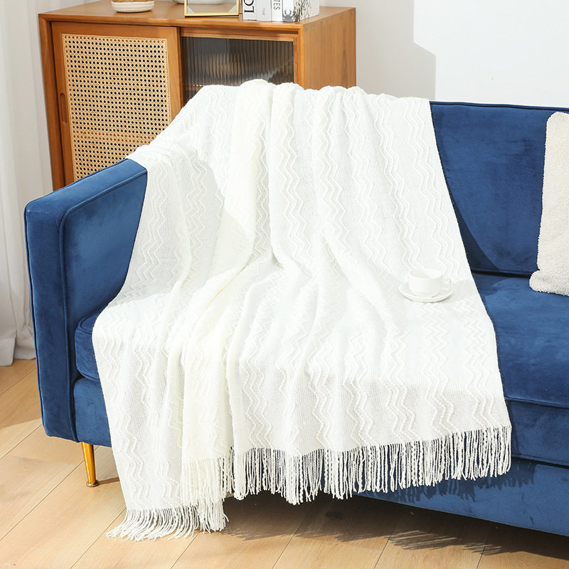 Summer Air-Conditioned Blanket, Knitted Blanket, High-End Tassel Sofa Blanket, Small Blanket, Bedside American Wool Nap Blanket