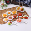 5.5cm Dish Plate Model Artificial Food Keychain Mini Plate Pendant Braised Pork Roast Duck Meatballs Pvc Food Toy