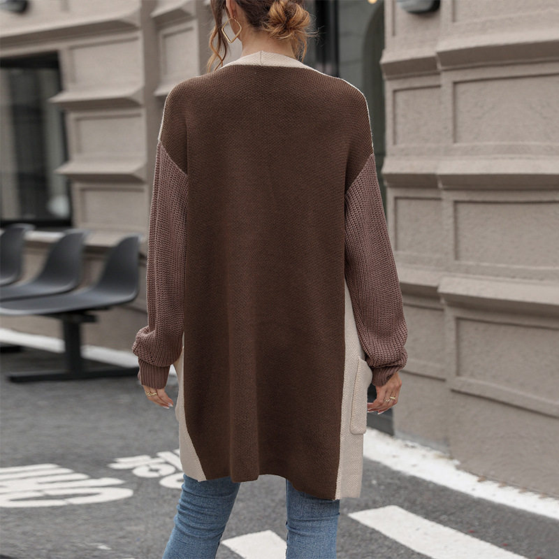 Womens Color Block Cardigan Long Sleeve Autumn Style Cozy Knit Wholesale Available factory direct