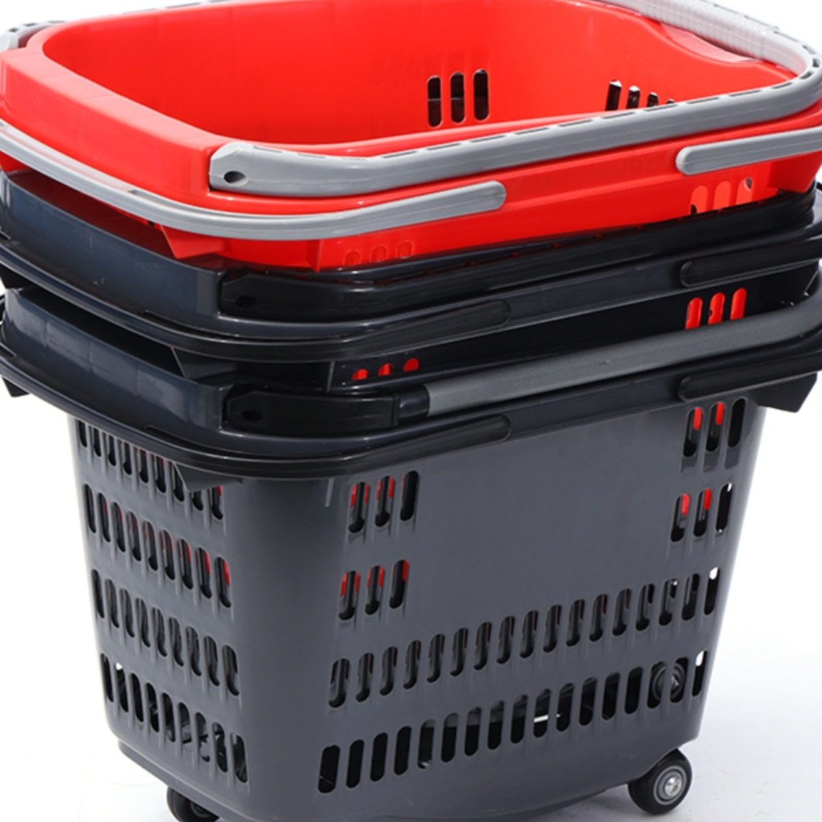 Large Plastic Shopping Basket with Wheels for Malls and Supermarkets, Suitable for Home Use, Convenience Stores, and Grocery Shopping