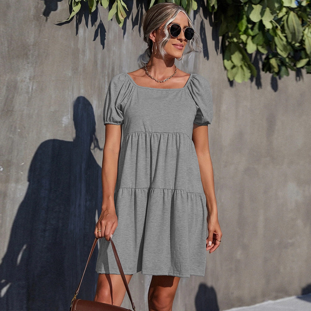 Knitted Square Neck Dress Simple Style Solid Color Elegant Fit Perfect for Casual or Formal Occasions Wholesale