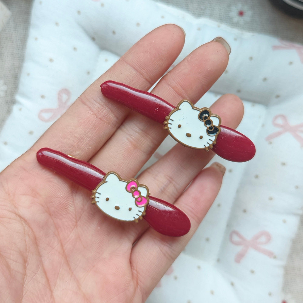 粉色蝴蝶结猫咪发夹可爱甜美少女心侧边刘海夹高颜值碎发卡发饰女
