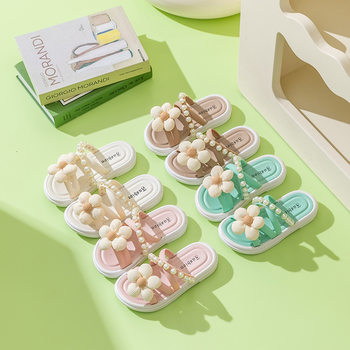 Women's thick-soled flower slippers summer outdoor wear 2024 new fairy style with skirt Roman Pearl sandals